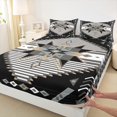 thumbnail image 3 of Feelyou Black Triangle Aztec Bed Sheets, Boho Rustic Farmhouse King Sheets, Grey Stripes Lines Sheet Set, Ultra Soft Bedroom Decor, 4-Piece, 3 of 7