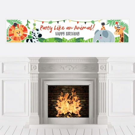 Animal Banner - Jungle Party Animals - Safari Zoo Animal Birthday Party Decorations Party Banner