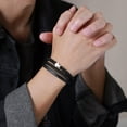 thumbnail image 2 of 3 Layers Black Bead 6mm Bracelets for Men Bangle Male Microfiber Leather Jewelry, 2 of 6