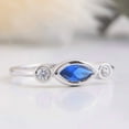 thumbnail image 2 of vylahjewellery Blue Marquise Diamond Engagement Rings with Round Side Stones White Gold Plated Band Promise Rings for Women, 2 of 8