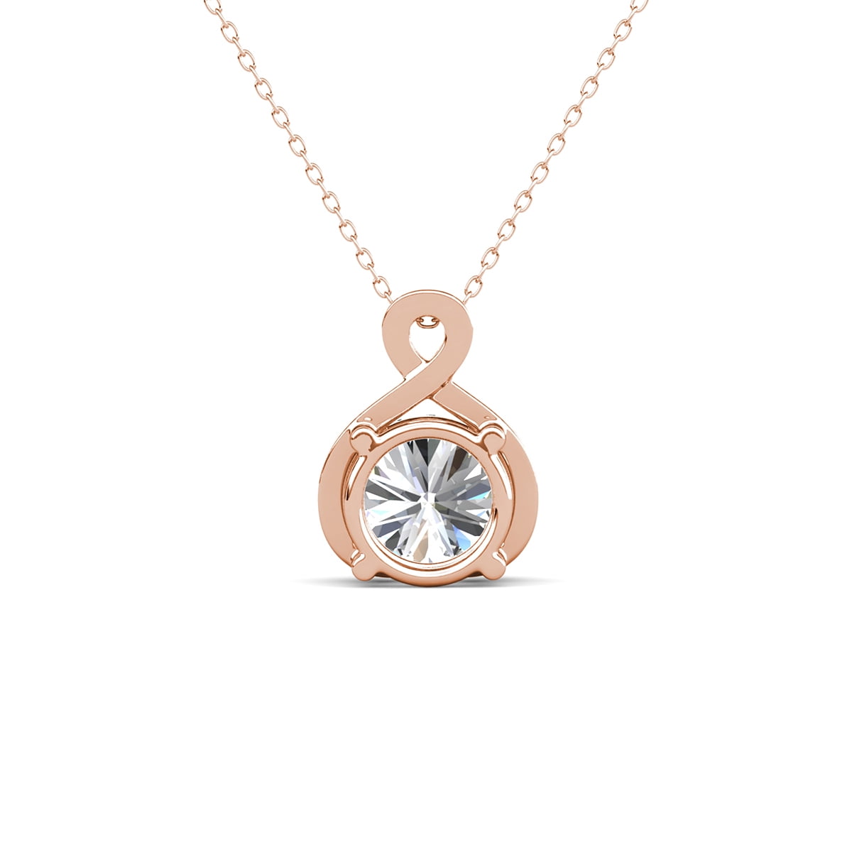 Cate & Chloe Alessandra 18k Rose Gold Plated Necklace with Simulated Diamond Crystals for Women