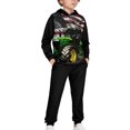 thumbnail image 4 of Uorisanigo Girls Boys Clothes Long Sleeve Hooded Pullover Oversized Tractor American Flag Hoodie Sweatshirt + Cargo Jogger Pants with Pockets 2pcs Fall Winter Outfit Set, 4 of 7