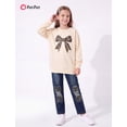 thumbnail image 2 of PatPat Girls Fashion Outfit Set Graphic Print Top Ripped Denim Jeans Pants 2 Piece Kids Long Sleeve Clothes Size 4-12 Years, 2 of 10