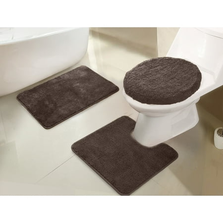 Imperial 3 Piece Bath Rug Set In Chocolate Walmart Com