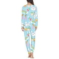 thumbnail image 3 of Renewold Easter Theme Women's Blue Pajama Set Size S 2 PCS Rabbit Rainbow Nightwear Cozy Snug-Fit Long Sleeve Pajamas Tops and Pants Casual Daily Life Loungewear, 3 of 4