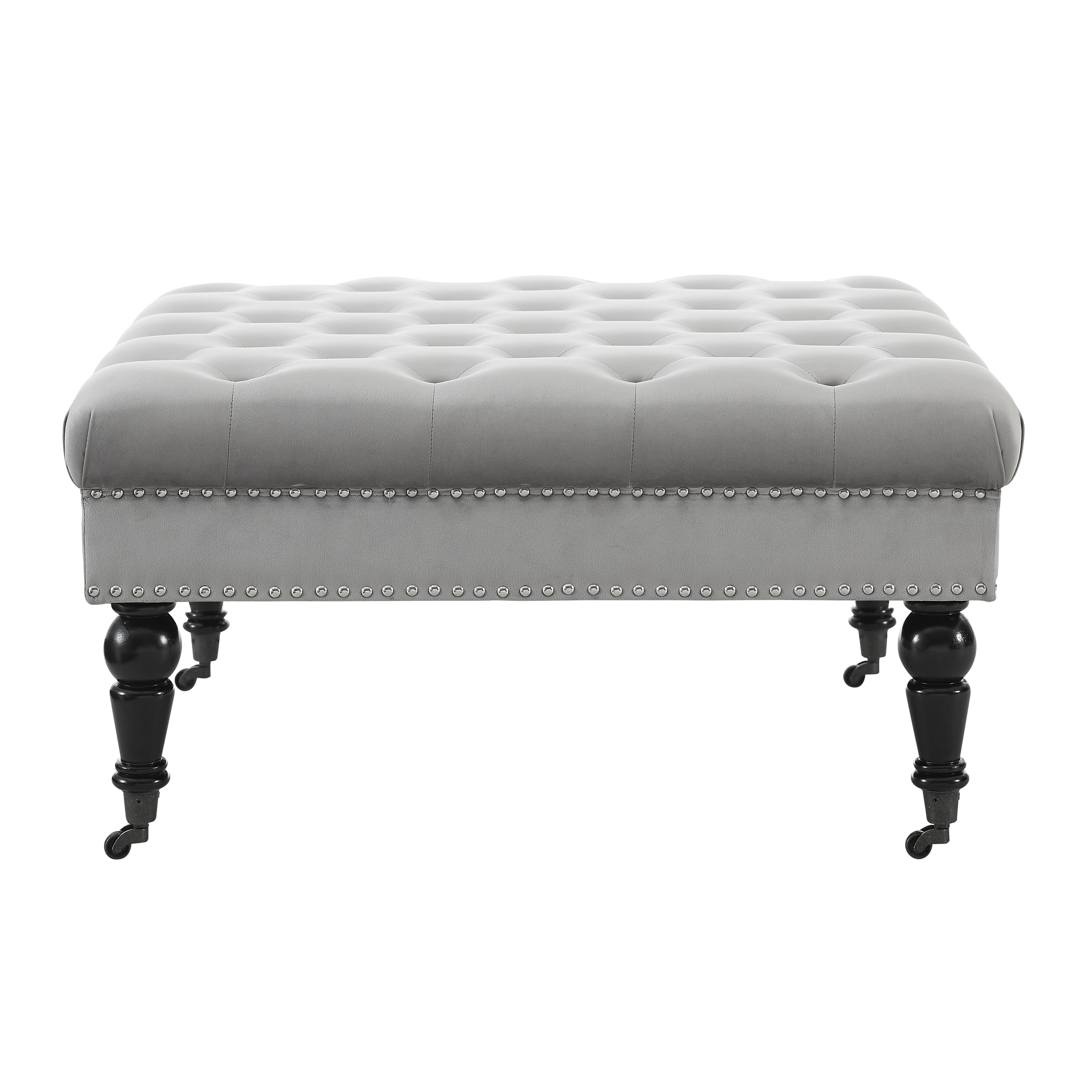Linon Isabelle Velvet Square Tufted Ottoman, Multiple Colors