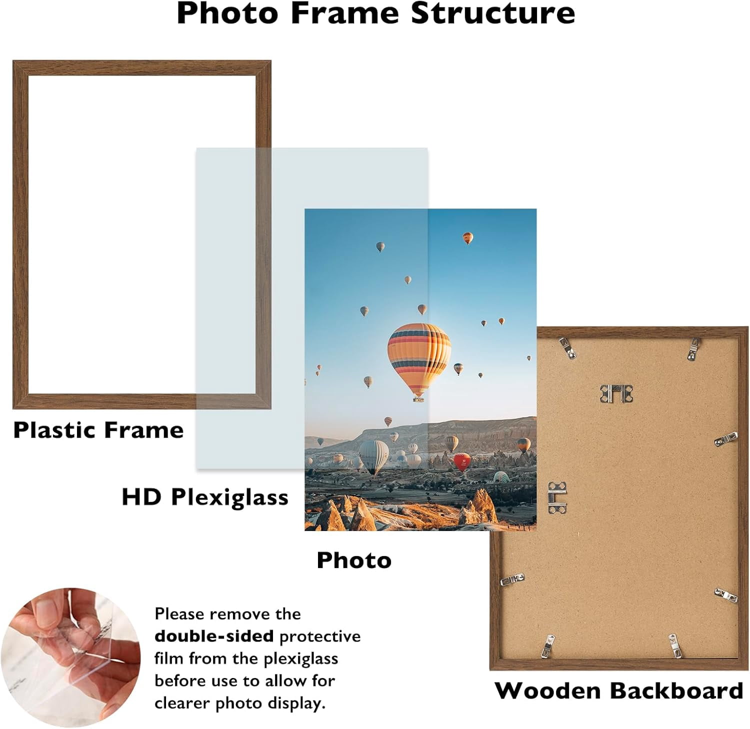 13x16 Picture Frame Brown for Wall Hanging, Wall Mounting Horizontally or Vertically, 13 x 16 Wall Gallery Poster Photo Frame with Shatter Resistant Plexiglass, Brown