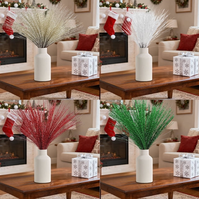 Christmas Tree Picks under $5! CQCYD Christmas Tree Spray Branches, Gold White Red Green Tips, Artificial Tree Decorations, Festive Christmas Tree Fillers