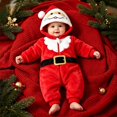 thumbnail image 6 of Otqutp Baby Santa Full Zip Hooded Bodysuit Soft Plush Animal Jumpsuit Newborn Long Sleeve Warm Romper Casual Infant Outfit for Christmas, 6 of 9