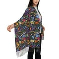 thumbnail image 4 of Honeii Flowers And Birds Print Scarf Oversized Scarf Tassel Fall Winter Thick Scarf Warm Shawl Women,Women's Scarves & Wraps, 4 of 8