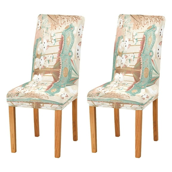 BZSMCE Chairs Slipcovers Dining Chair Covers Cute White Fox Creative Pattern