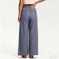 thumbnail image 4 of Karymi Sweatpants Women Elastic High Waist Plaid Wide Leg Pants, Casual Checkered Trousers with Side Pockets, Lightweight Palazzo Pants Women Clothing, 4 of 7