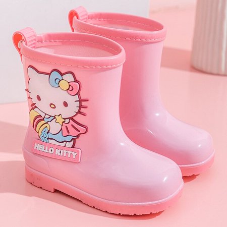 

Kawaii Sanrio Anime Children s Rain Boots Hello Kitty Rain Boots Non-slip Plus Velvet Rubber Shoes Wear-resistant Wholesale
