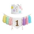 thumbnail image 2 of Decoraciones para fiesta de primer cumpleaños: pancarta de trona y fondo fotográfico con sombrero de corona Estilo C, 2 of 9