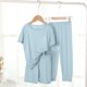 thumbnail image 2 of Odeerbi 3-12 Años Niñas Pijamas de Seda de Hielo Ropa de Dormir de Verano de Manga Corta Conjuntos de Pijama de Dos Piezas, 2 of 4