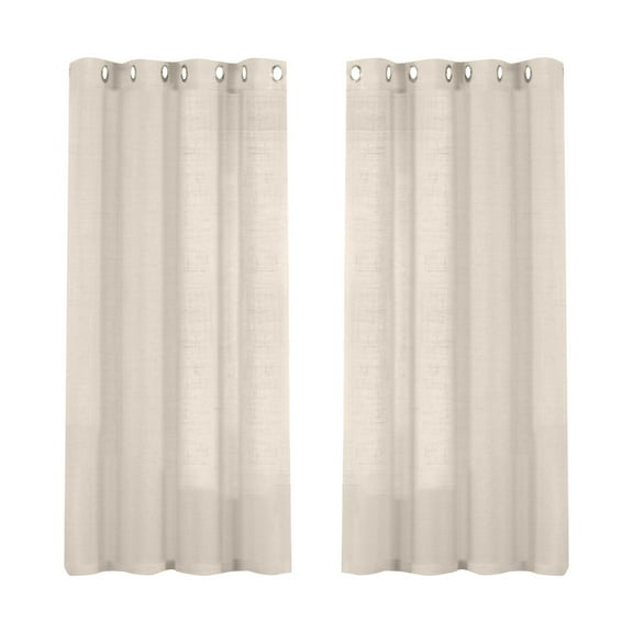 2 Curtains Linen Sheer Curtains 63 Inch Length Semi Sheer Curtains Silver Linen Curtain Panels for Living Room/Bedroom Light Filtering Curtains 2 Panels