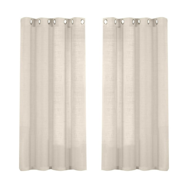 Rideaux Transparents en Lin 52x63po 2 Pcs Longueur Rideaux Semi-Transparents Rideaux Texturés Thermiques Rideaux de Protection de la Vie Privée Rideaux Doux Épais pour Fenêtre Rideaux Neutres pour Patio Pergola Gazebo Style Élégant Vertical