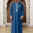thumbnail image 2 of Kaftan Thobe For Men Casual Long Sleeve Mens Robes Zippered neckline Men Muslim Clothing Kaftan, 2 of 8