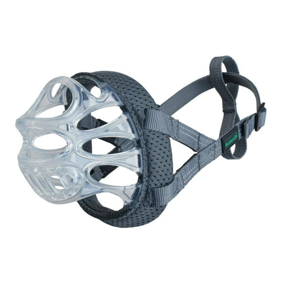 Baskerville INVISA Basket Dog Muzzle - Patented Humane Design with Facial Visibility, Padded Nose Band, Dog can Pant and Drink, Prevents Biting and S
