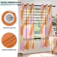 thumbnail image 5 of Pink and Orange Print Semi Sheer Curtains 2 Panels Faux Linen Voile Sheer Drapes for Office Living Room 63x42in, 5 of 7