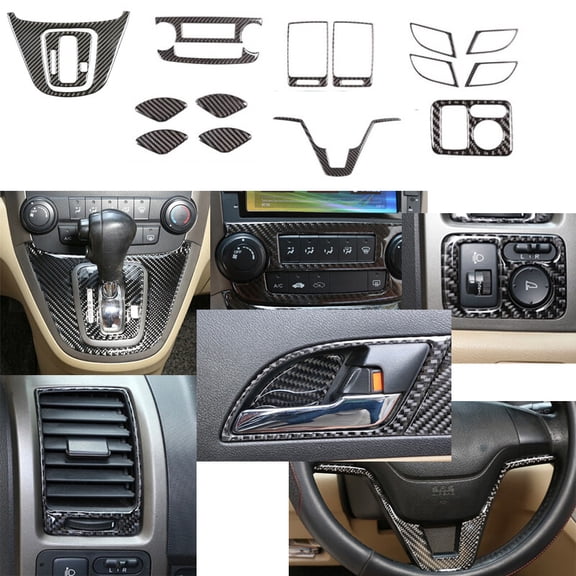 For Honda CR-V Carbon Fiber Interior Accessories Set Kit Trim Cover 2007-2011