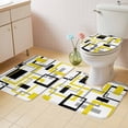 thumbnail image 2 of Yellow Black Geometric Bath Mat 3 Piece Bathroom Rug Set, Modern Simple Abstract Art Non Slip Bath Rug Contour Mat and Toilet Lid Cover, Absorbent Shower Mats Soft Bath Rugs and Mats Sets, 2 of 8