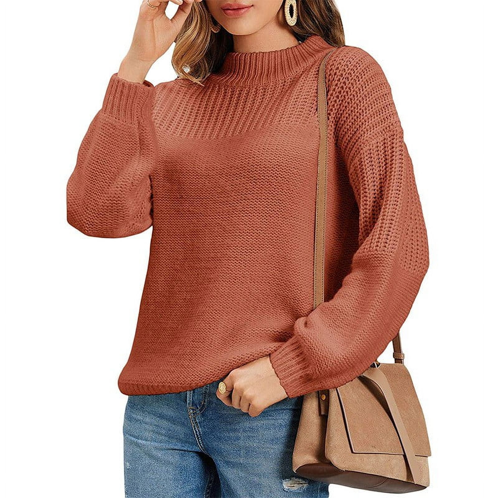 Holzkary Women's Casual Long Sleeve Sweaters Women's Casual Long Sleeve Sweaters Loose Crewneck Knit Solid Pullover Sweater Jumper Tops Loose Crewneck Knit Solid Pullover Sweater Jumper Tops B Xl