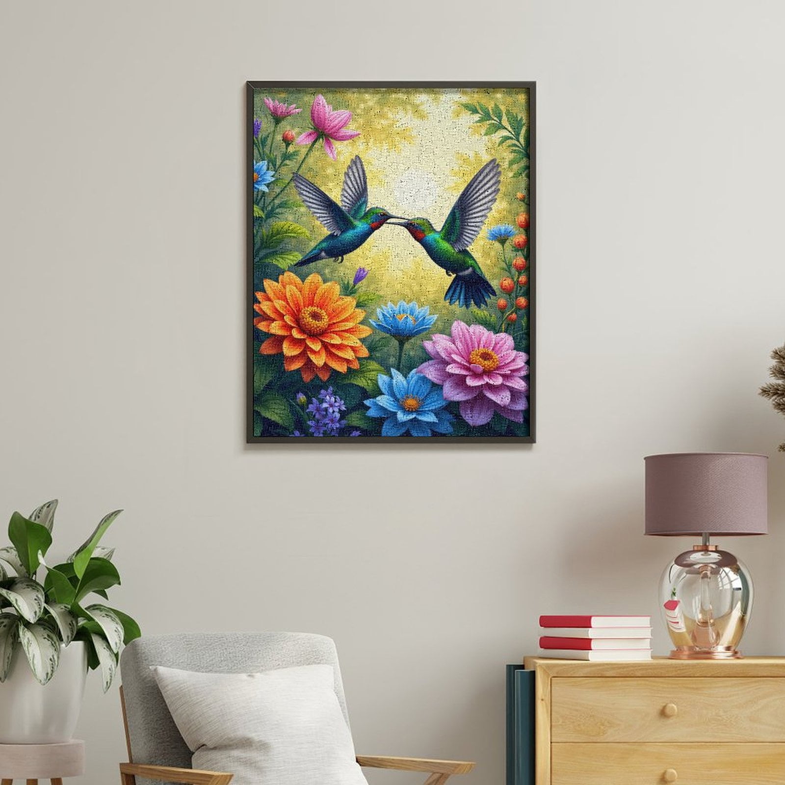 Paint by Numbers Kit for Adults, Hummingbirds Sunset Floral Paint by Numbers, Easy Paint by Numbers Kit for Adults Beginner, DIY Adult Paint by Number Kits on Canvas, Home Decor