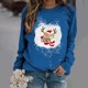 thumbnail image 2 of Top de suéter con estampado navideño de manga larga con cuello redondo para mujer primavera otoño Pompotops  FGAJ10223, 2 of 5
