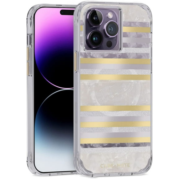 iPhone 14 Pro Max Case - Pearl Stripes - 10ft Drop Protection - Compatible with MagSafe & Wireless Charging - Luxury Cover for iPhone 14 Pro Max - Slim Anti Scratch Shock Absorbing Materials