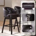 thumbnail image 4 of Bar Stools Set of 2,360-Degree Swivel Barstools, PU Leather Kitchen Counter Height Bar Stools,Thickened Seat Cushion Square Island Barstools with Back,for kitchens,living rooms and bars，Brown, 4 of 6