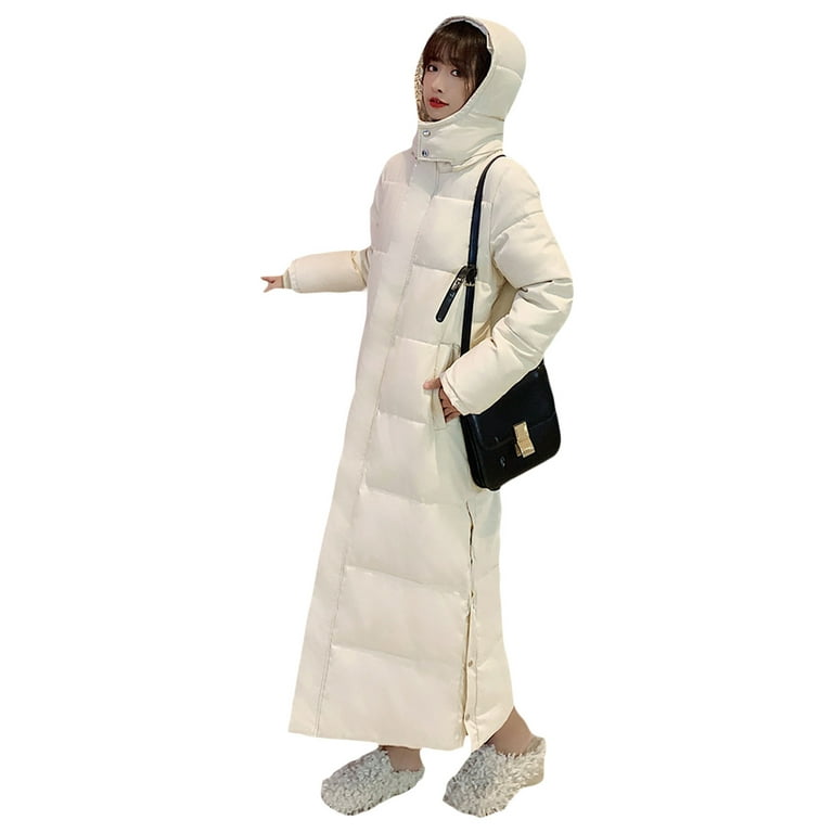 Women Long Winter Coats Hooded Full Length Thickened Down Coats