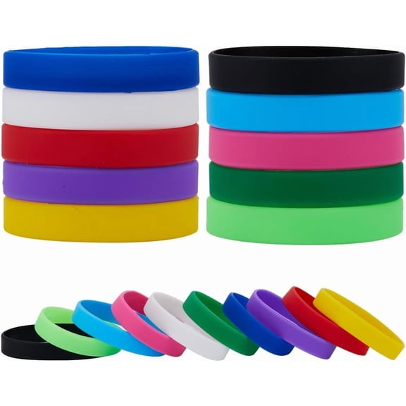 40Pcs 10 Colors Solid Color Silicone Wristbands Colorful Rubber Wristbands Blank Stretch Colored Silicone for Men Women Gifts Sports Outdoor Team Mixed Color DIY