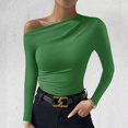 thumbnail image 4 of tarylea Going out Tops for Women One Shoulder Slim Fitted Tops Long Sleeve Solid Color Shirts Casual Cute Trendy Comfy Tops, 4 of 5