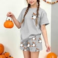 thumbnail image 2 of SERTGUTR Girls' Halloween Outfit Set Short Sleeve Crew Neck Top Elastic Waist Shorts Cute Ghost Print Soft Breathable Homewear School Party Everyday Wear, 2 of 9