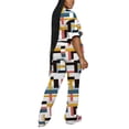 thumbnail image 2 of Aomice Women 2 Piece Lounge Outfits Short Sleeve Top and Flare Pants Sets Tracksuit Colorful 2XL, 2 of 5