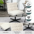 thumbnail image 4 of White Armless Office Desk Chair No Wheels, Height Adjustable Wide Seat Computer Task Chair, Teddy Fabric Mid Back Accent Chair for Living Room Bedroom, 4 of 7