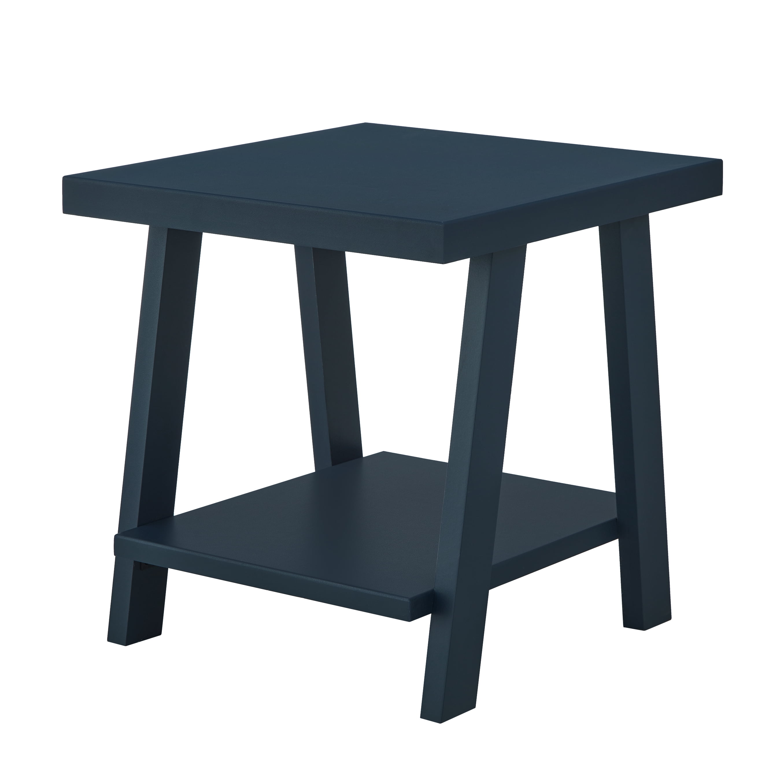 Roundhill Furniture Athens Contemporary Wood Shelf End Table in Navy Blue