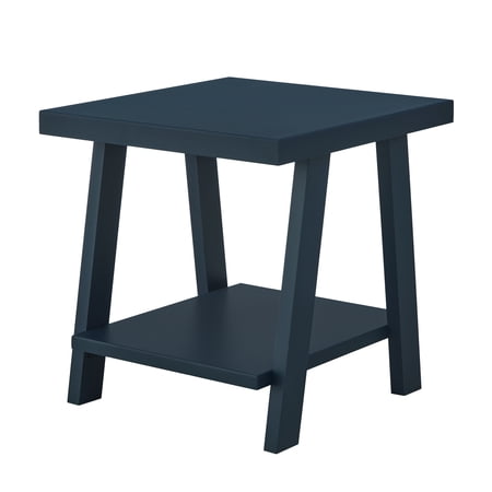Roundhill Furniture Athens Contemporary Wood Shelf End Table in Navy Blue