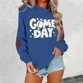 thumbnail image 2 of TrendOFT Game Day Football Sweatshirts for Women Cute Graphic Funny Sunday Casual Long Sleeve Crewneck Pullover Top Blue XXL, 2 of 6