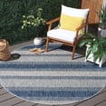 thumbnail image 2 of SAFAVIEH Courtyard Paul Striped Indoor/Outdoor Area Rug, Grey/Navy, 6'7" x 6'7" Round, 2 of 12