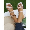 thumbnail image 1 of Women White Minimalist Slide Sandals, Open Toe Fashionable Sandals, 1 of 5