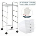 thumbnail image 6 of Renwick Rolling Storage Trolley Cart with 4 Plastic Drawers on Wheels, White, 6 of 12