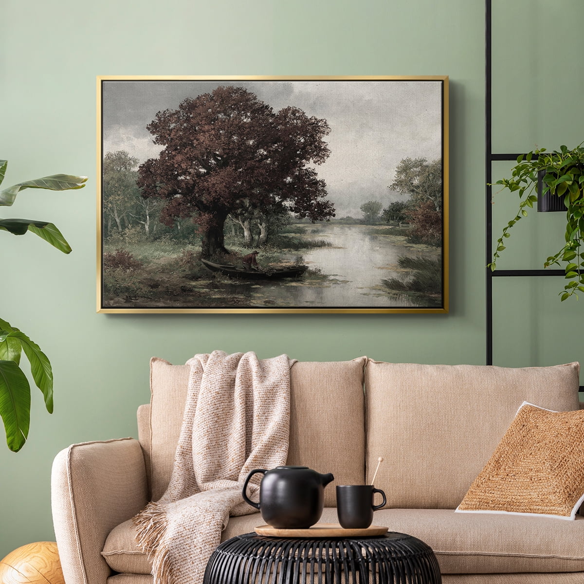 Vintage Landscape-CCCLV By Wexford Home Framed in Gold Wood Gallery Wrapped Canvas 27 in. x 41 in.