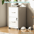 thumbnail image 2 of IKIMI 2 Drawer Mobile File Cabinet with Lock, Rolling Metal Filing Cabinet for Home Office, Vertical File Cabinet on Wheels, File Storage Cabinets for Legal/Letter/A4 Files Assembly Require, White, 2 of 8