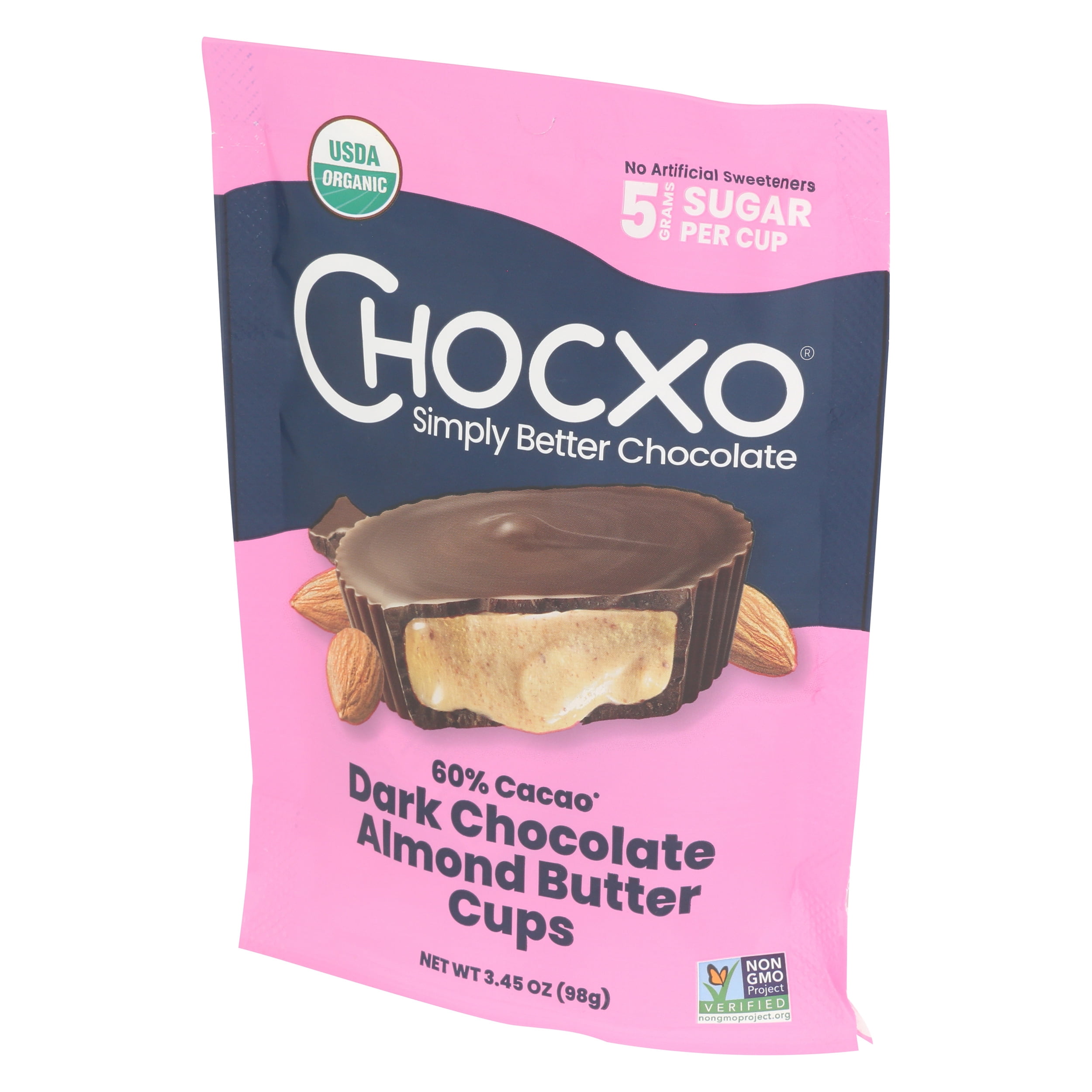 (Pack of 6), ChocXO Dark Chocolate Almond Butter Cups , 3.45 oz