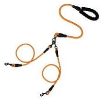XEOVHV Double Dogs Leash - Removable Main Lead Rope with Splitter, No Tangle 2 Dog Coupler, Reflective No Pull Bungee, 3 Handle, D-Ring, Extra Long for Walk Train Medium Large Two Pet (Orange)