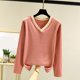 thumbnail image 1 of Ailaofu Women's V-Neck Pullover Casual Knitted Long Sleeve Sweater Autumn and Winter Bottoming Shirt Tops, 1 of 5