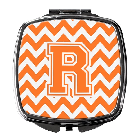 Letter R Chevron Orange and White Compact Mirror CJ1046-RSCM