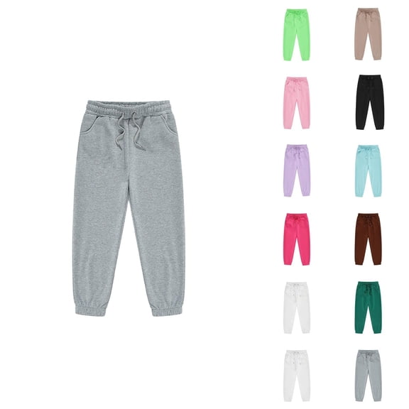 Sweatpants for Girls Boys 2025 Fashion Drawstring Elastic Waist Plain Joggers Kids Sweat Pants with Pockets